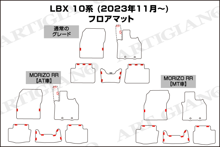 レクサスLBX フロアマット形状一覧