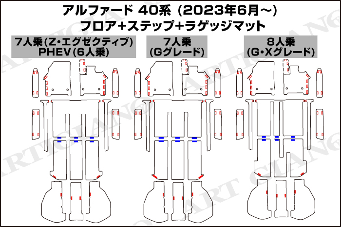 アルファード40系フロアマット形状一覧